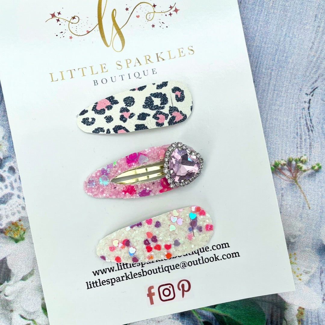 Valentines Pink Snap Clip Set