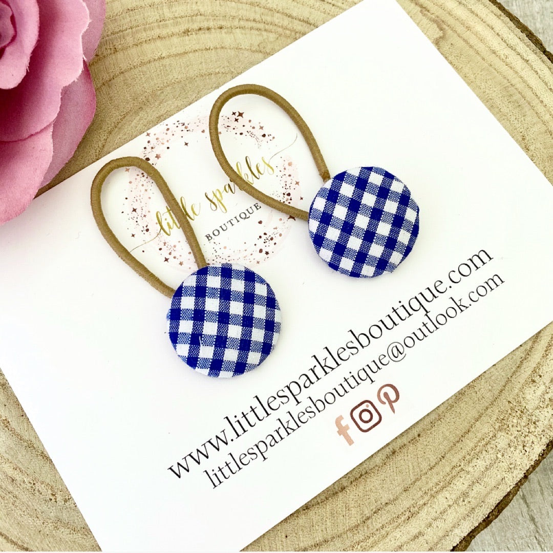 Royal Blue Gingham Button Set