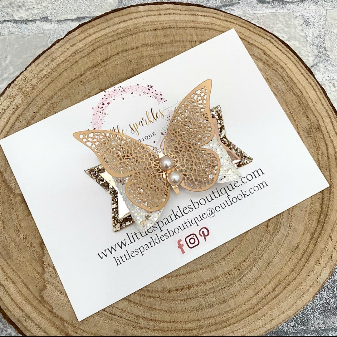Gold And Cream Pearl Butterfly