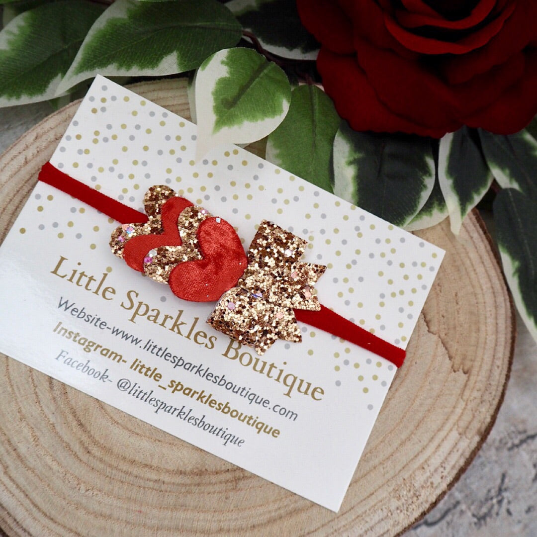Red And Gold Heart Headband