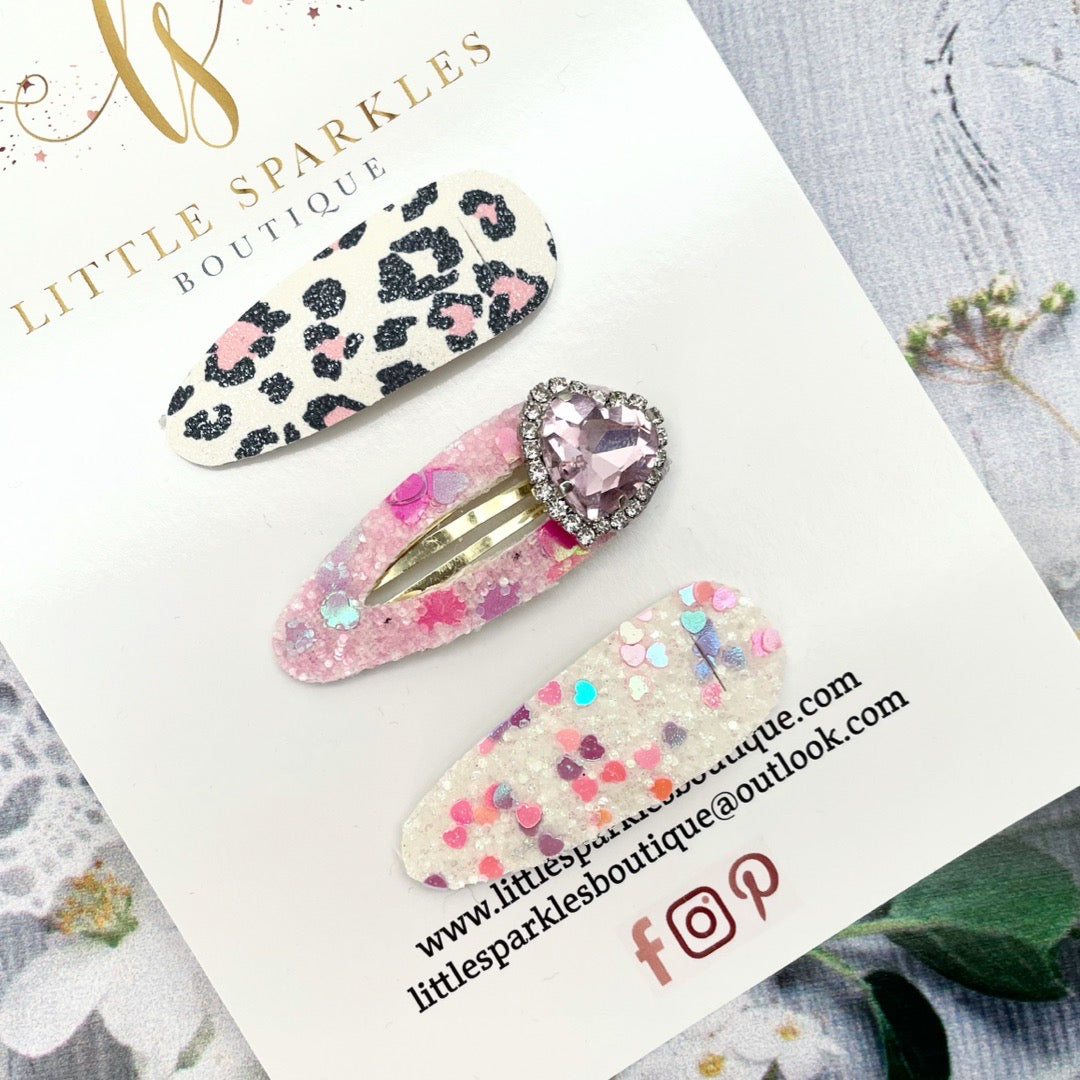 Valentines Pink Snap Clip Set