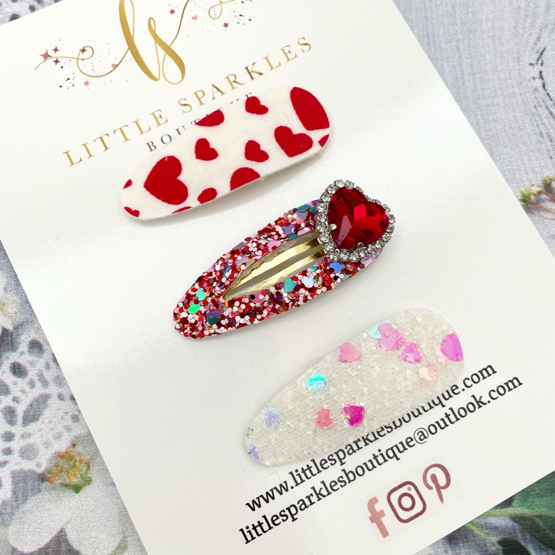Valentines Red Snap Clip Set