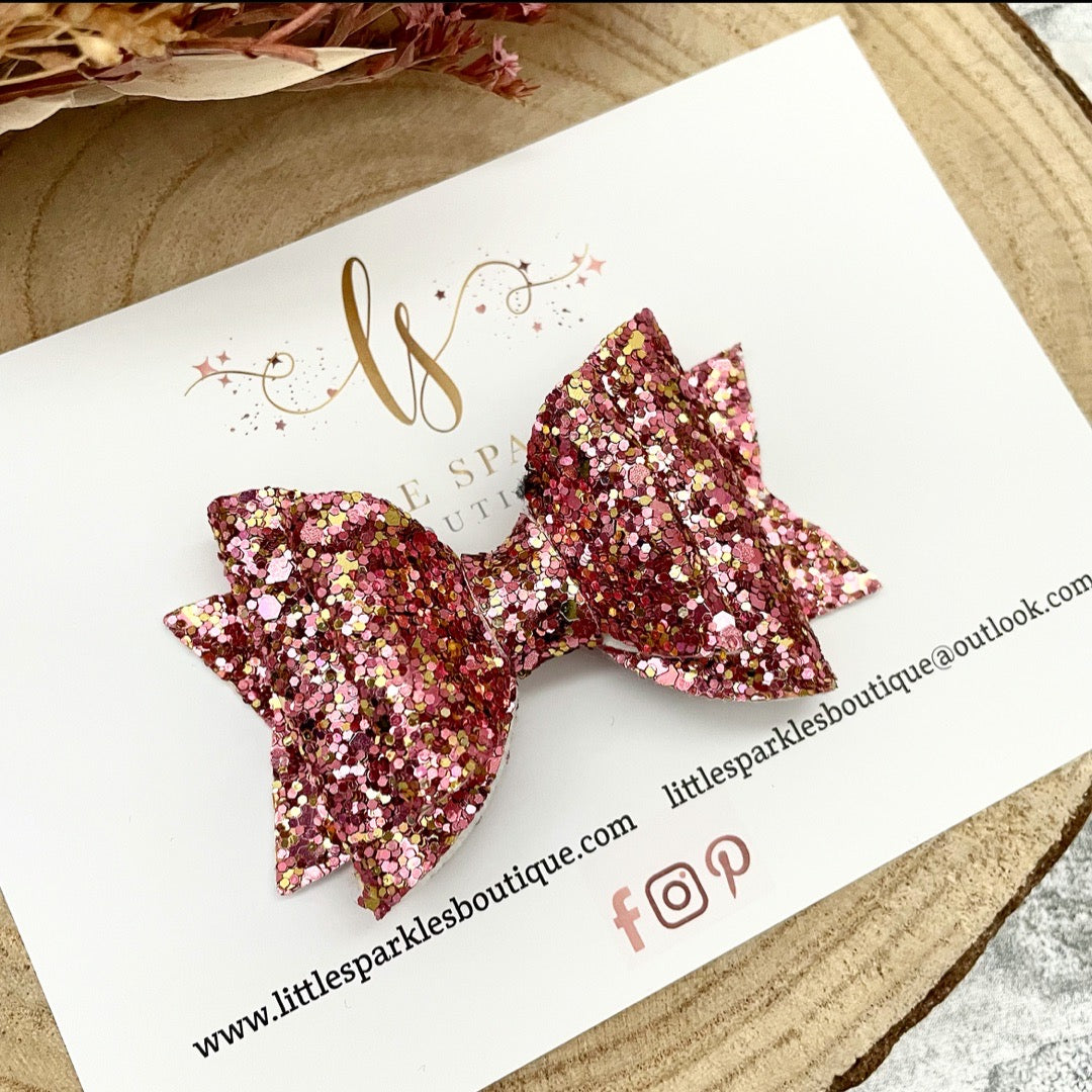 Pinky Rose Gold Glitter Bow