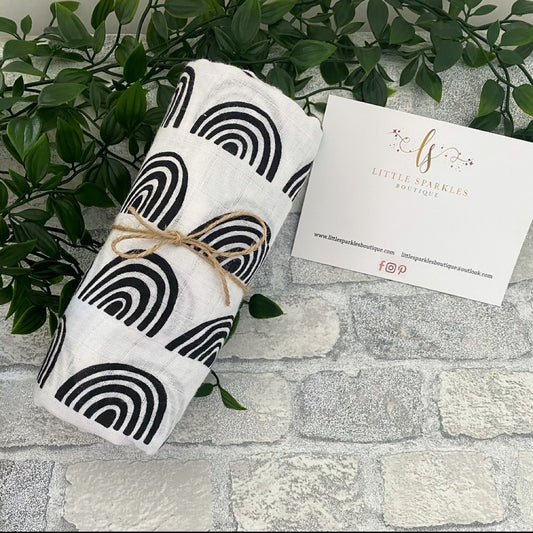 Monochrome Rainbow Muslin Swaddle