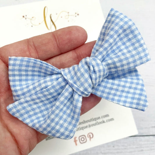 Blue Fabric Tie Bow
