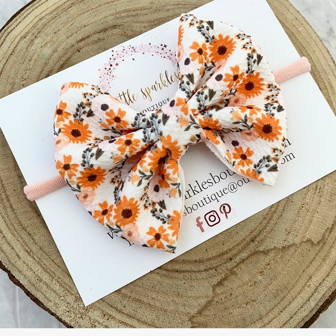 Fall Floral Fabric Bow