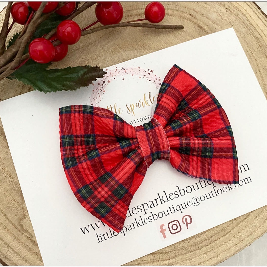 Red Tartan Fabric Bow