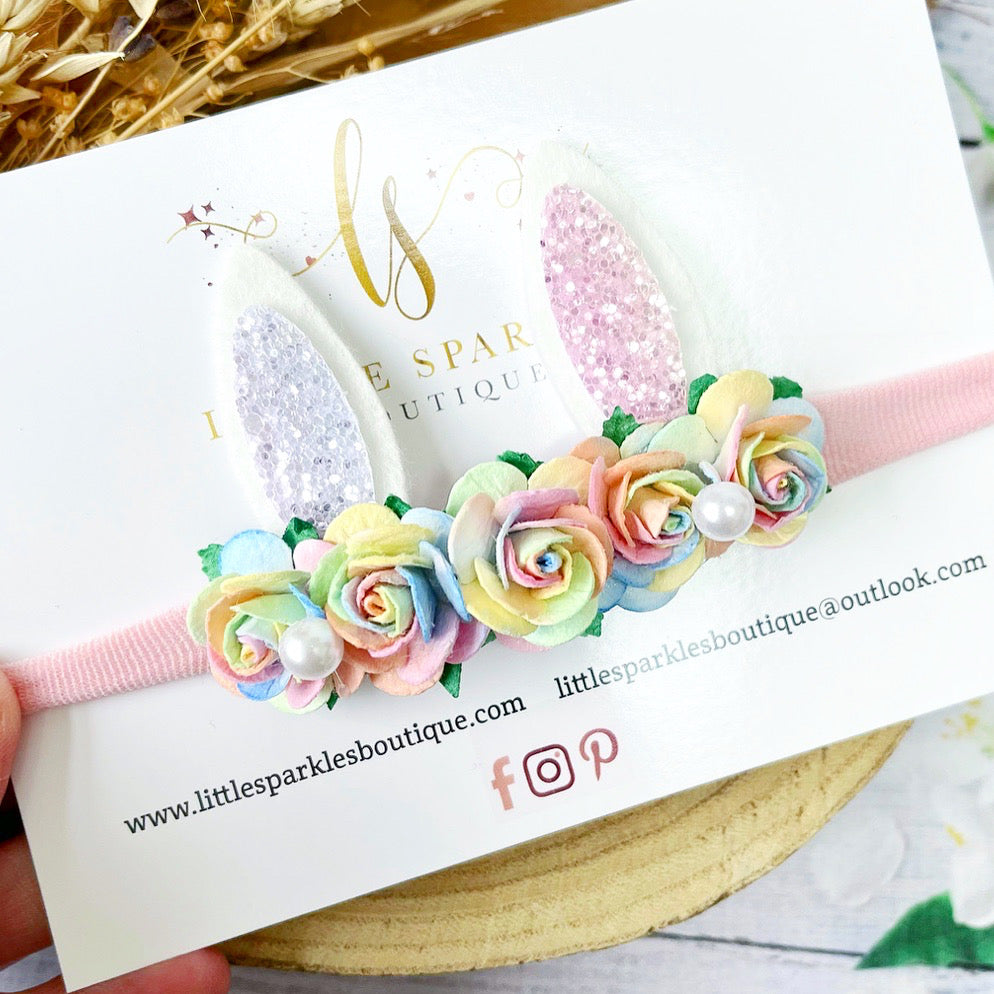 Rainbow Bunny Ears Headband