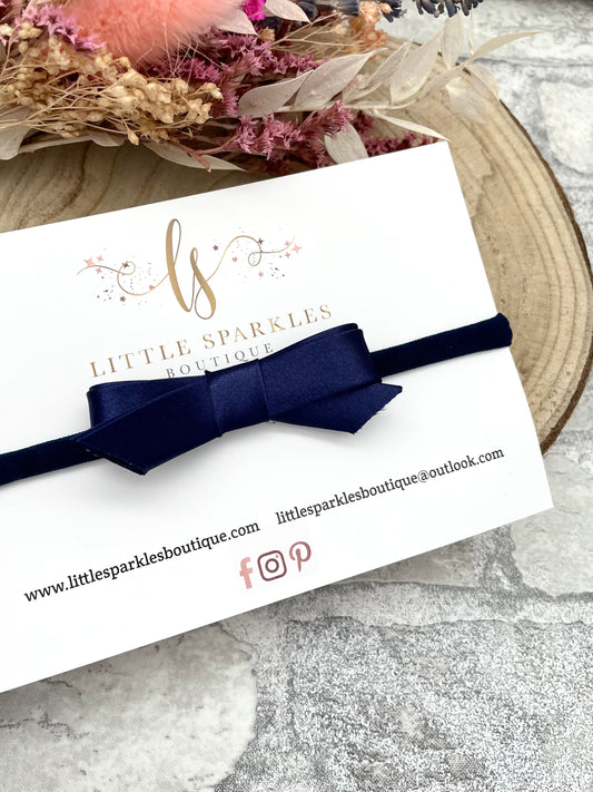 Navy Satin Bow