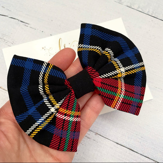 Navy plaid Bow