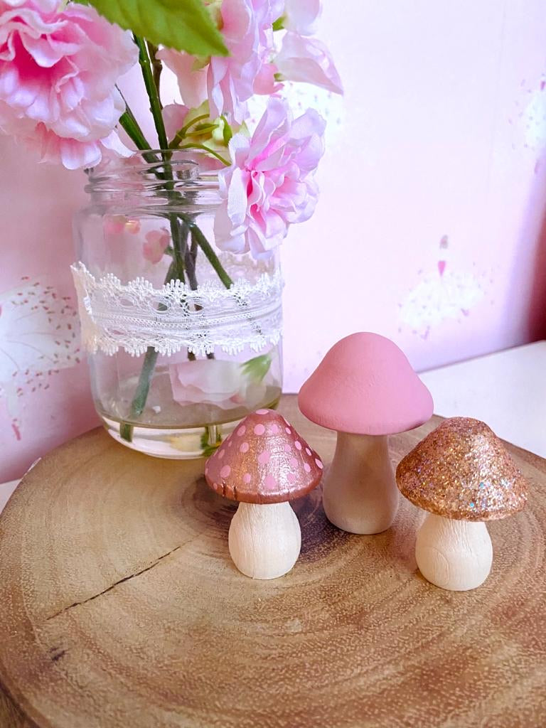 Pink And Rose Gold Mushroom Set