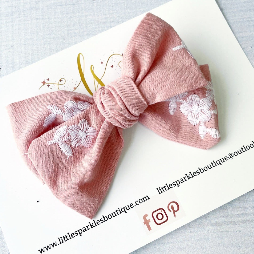 Pink Floral Detail Fabric Bow
