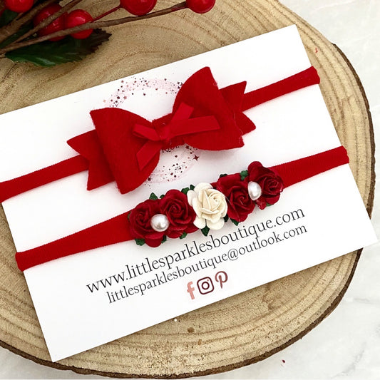 Red Bow And Flower Set