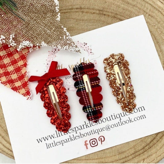 Tartan Snap Clip Set