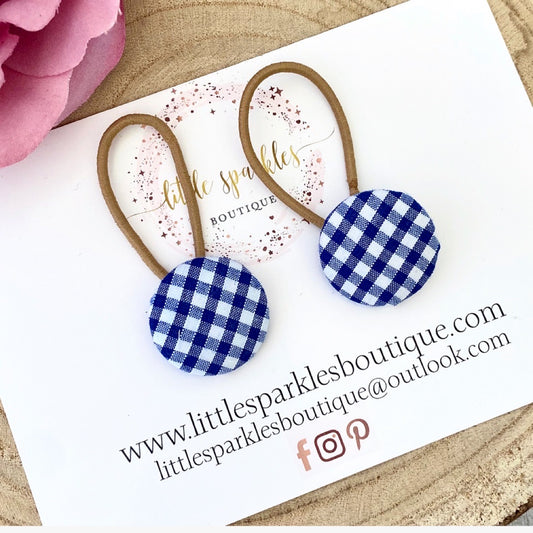 Royal Blue Gingham Button Set