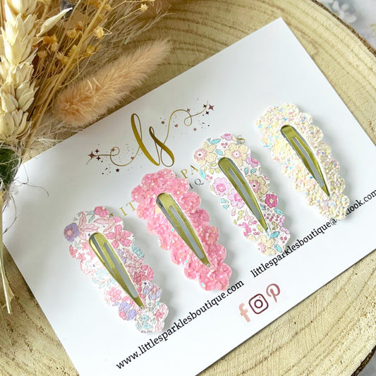 Spring/ Summer Floral Snap Clip Set