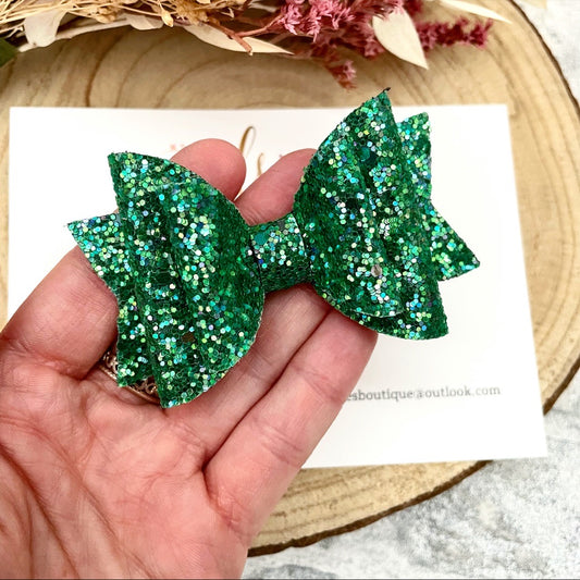 Forest Green Glitter Bow