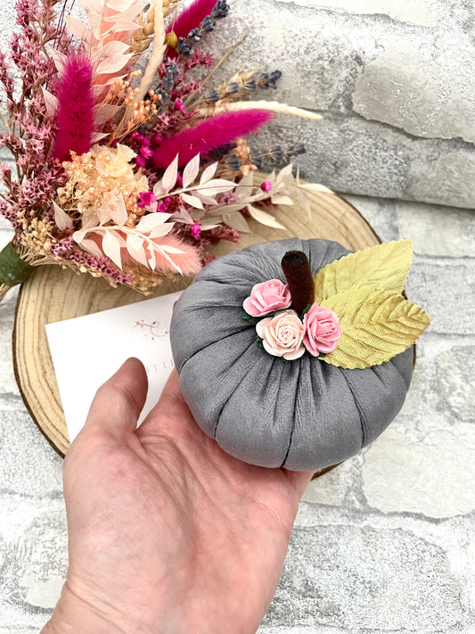 Small Grey Velvet Pumpkin