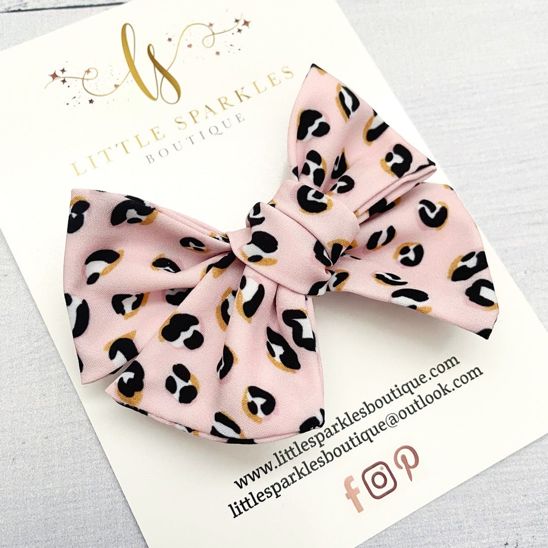 Leopard print Fabric Tie Bow