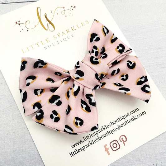 Leopard print Fabric Tie Bow
