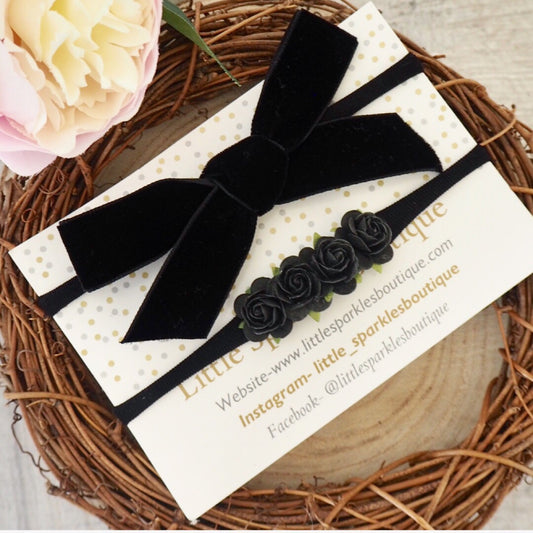 Black Velvet Flower Set