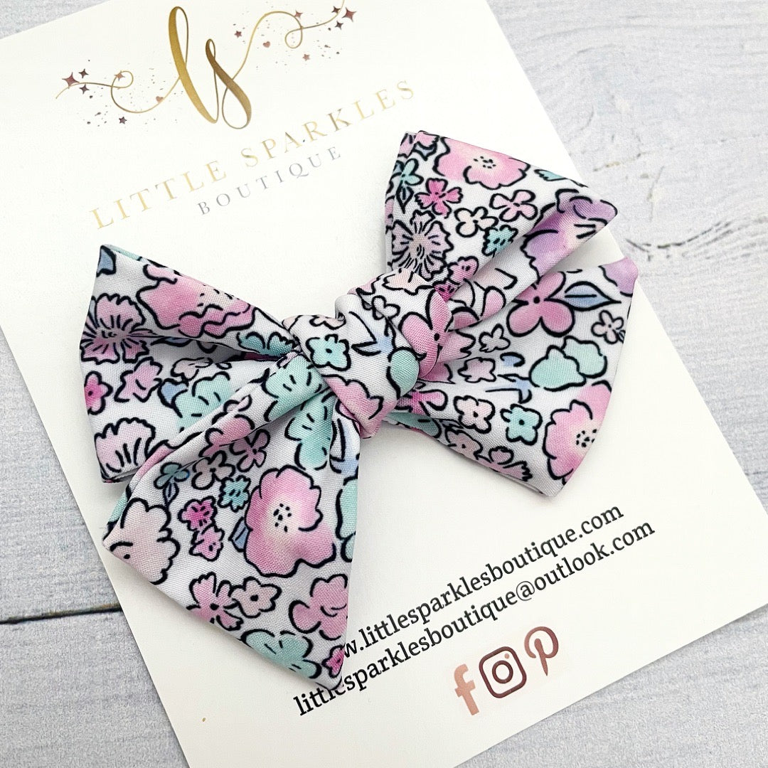 Floral Fabric Tie Bow