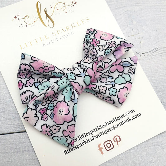 Floral Fabric Tie Bow