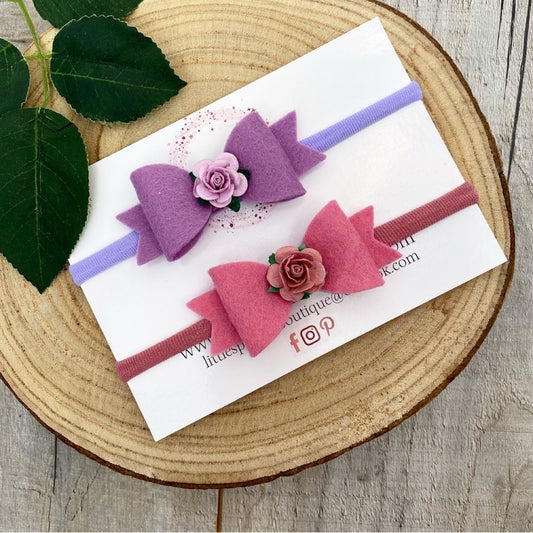 Rose And Lilac Bow Set