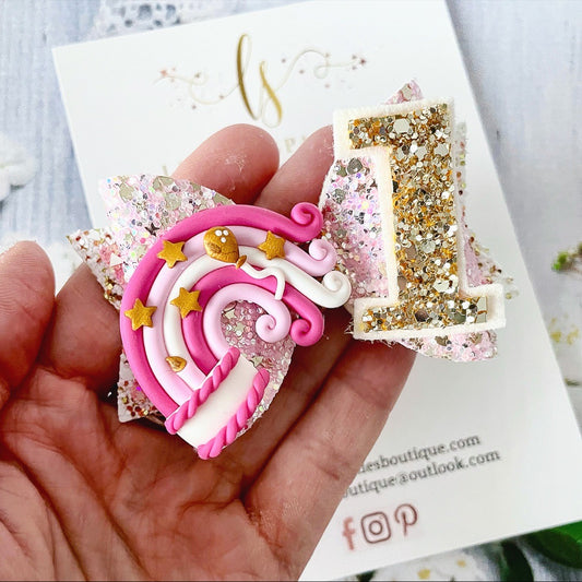 Princess Rainbow Birthday Bow
