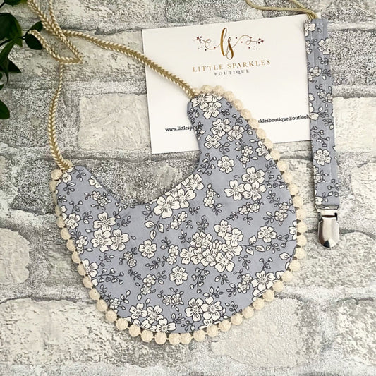 Fields Of Lavender Bib And Dummy Clip