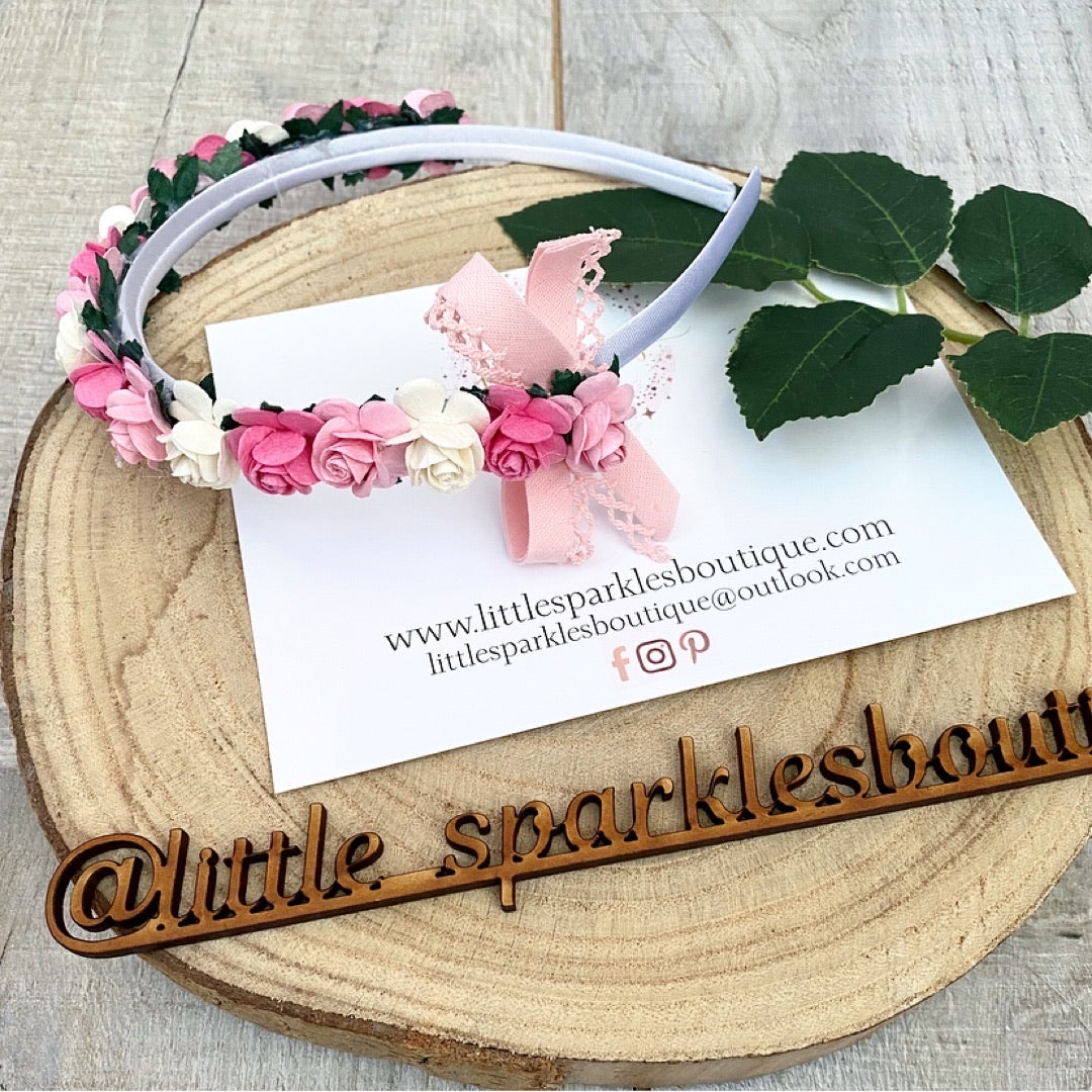 Pink Floral Alice Band