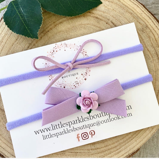 Lilac Cord Tie Bow Set