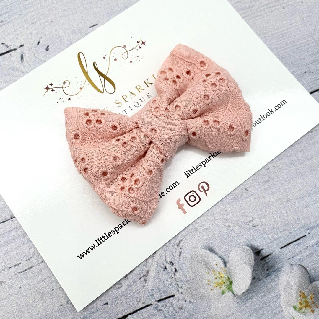 Pink broderie anglaise bow