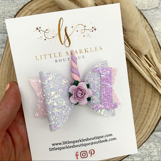 Unicorn Birthday Bow