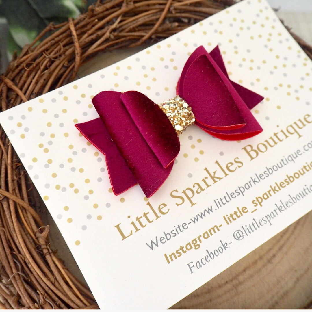 Velvet Suede Plum Bow