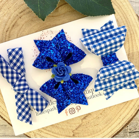 Royal Blue School Bow Set