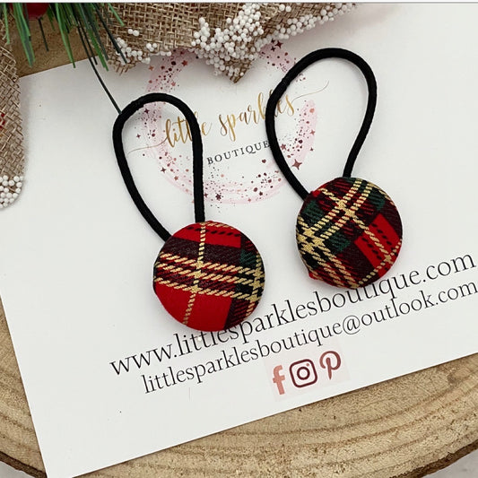 Red Tartan Button Tie Set