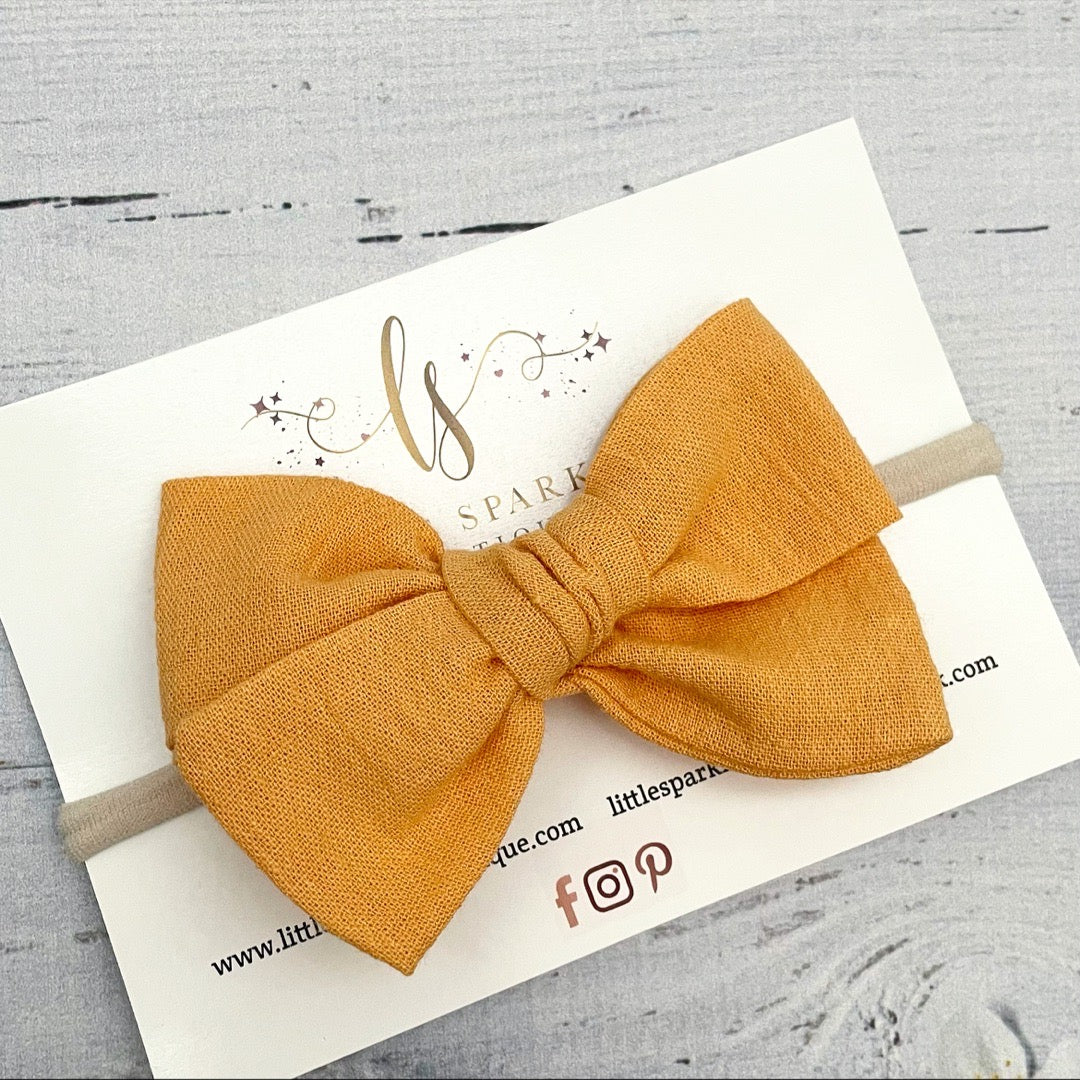 Orange Fabric Tie Bow