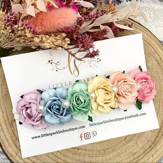 Large Rainbow Flower Headband