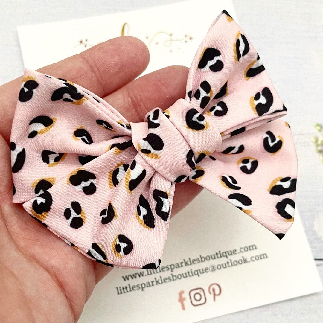 Leopard print Fabric Tie Bow