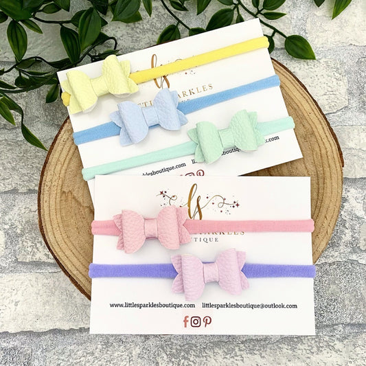 Pastel Faux Leather Baby Bows