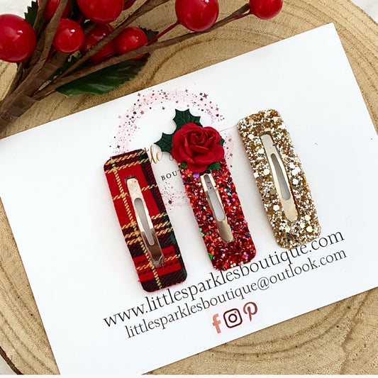 Square Tartan Snap Clips