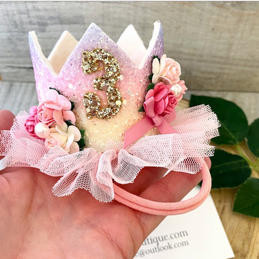 Rainbow Ruffle Birthday crown