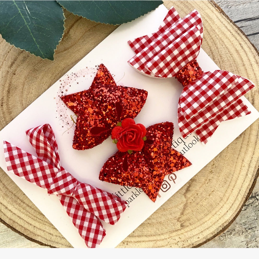 Red School Bow Set