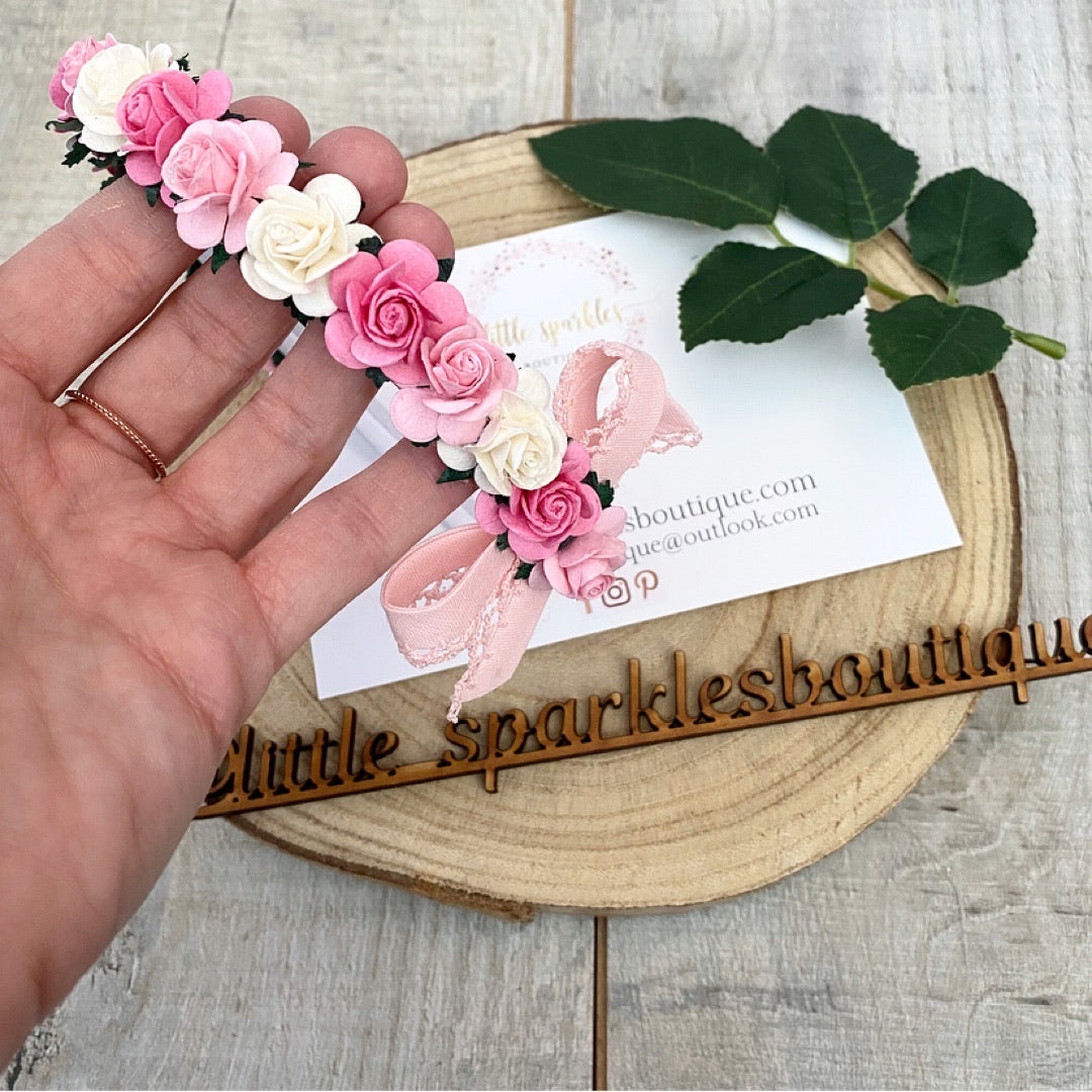 Pink Floral Alice Band