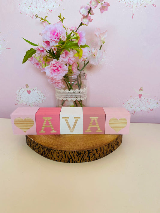 Girls Personalised Wooden Blocks