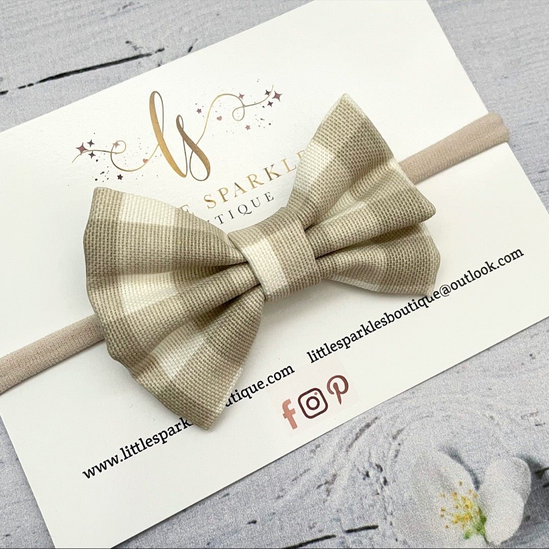 Gingham Fabric Pinch Bow