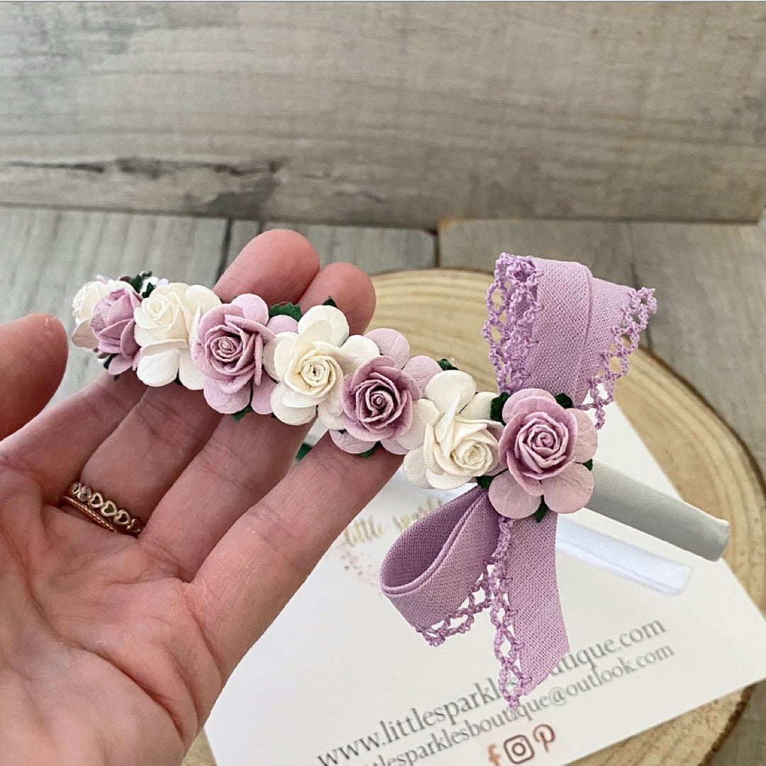 Lilac And White Alice Band
