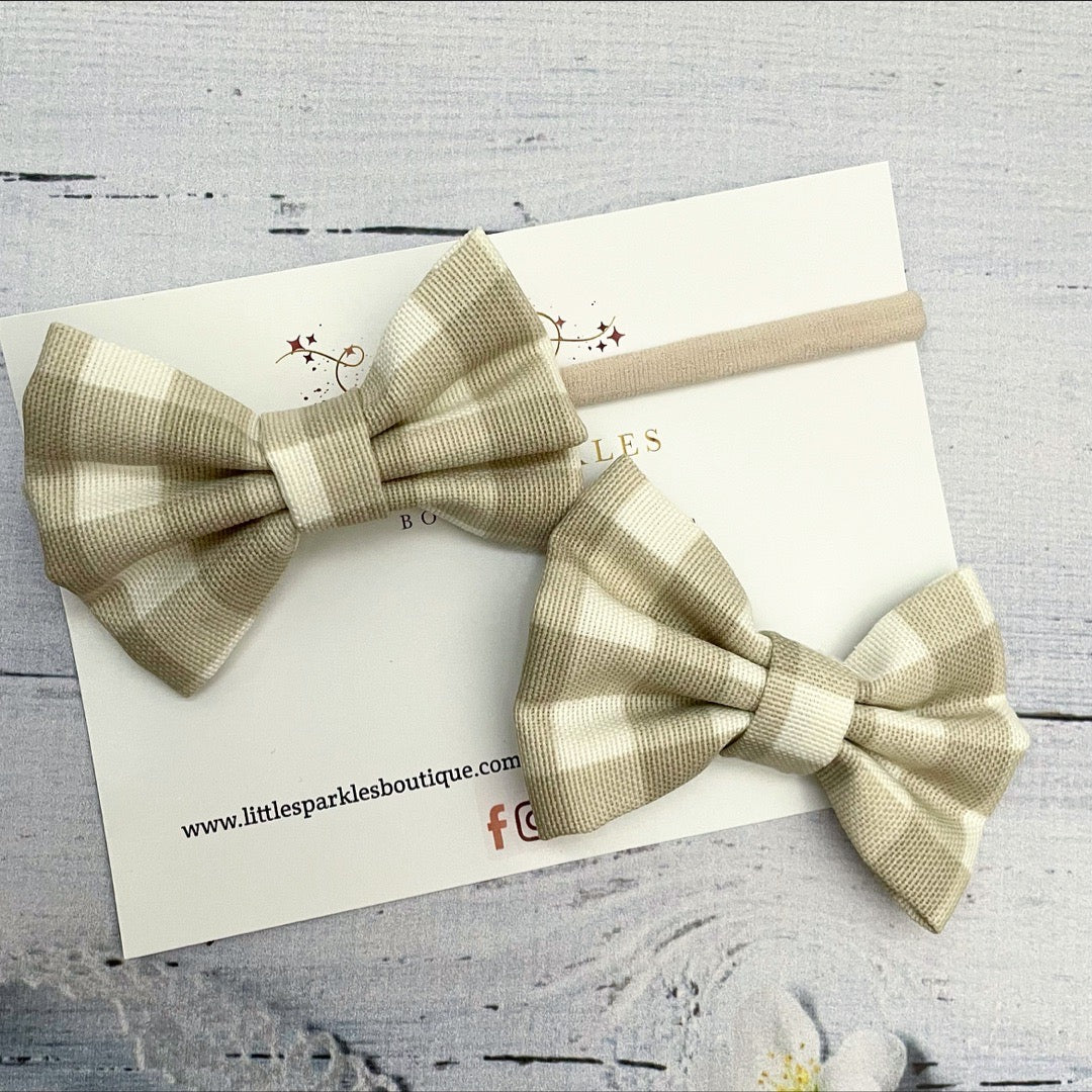 Gingham Fabric Pinch Bow
