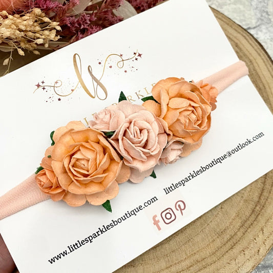 Large Peach Tea Flower Headband